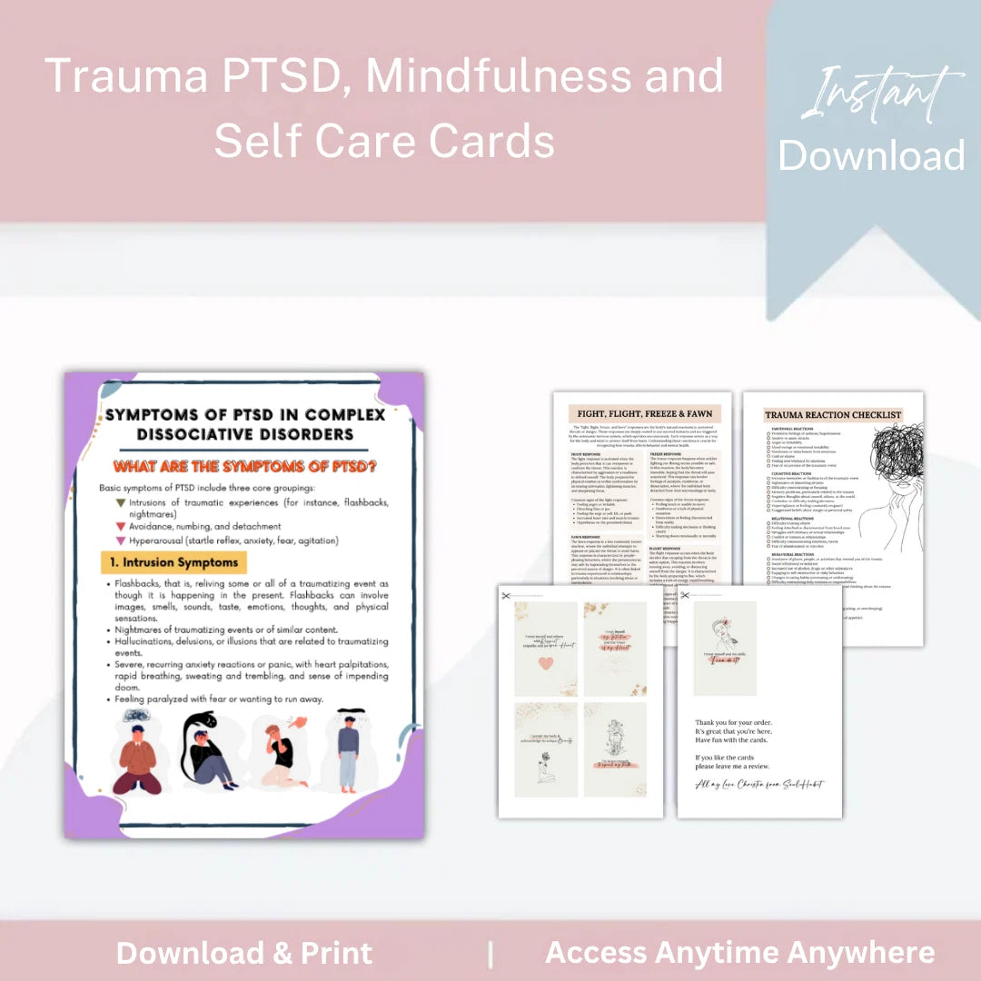 Trauma PTSD, Mindfulness and Self Care Cards